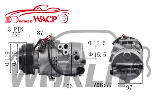 ACP1550000S Kompresor AC Mobil Untuk Kia K3 Untuk Sportage DW16 6PK WXKA025