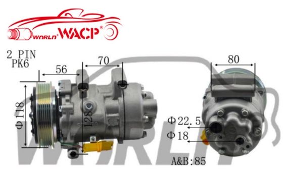 1444 6V12 6PK Kompresor Kendaraan Mobil AC 12V Untuk Peugeot307 1.6 WXPG044